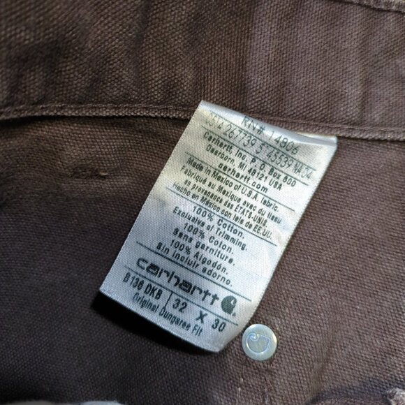 Carhartt B136 DKB Double Knee Work Pants Men's 31x29 Dungaree Fit Dark Brown - Picture 2 of 13